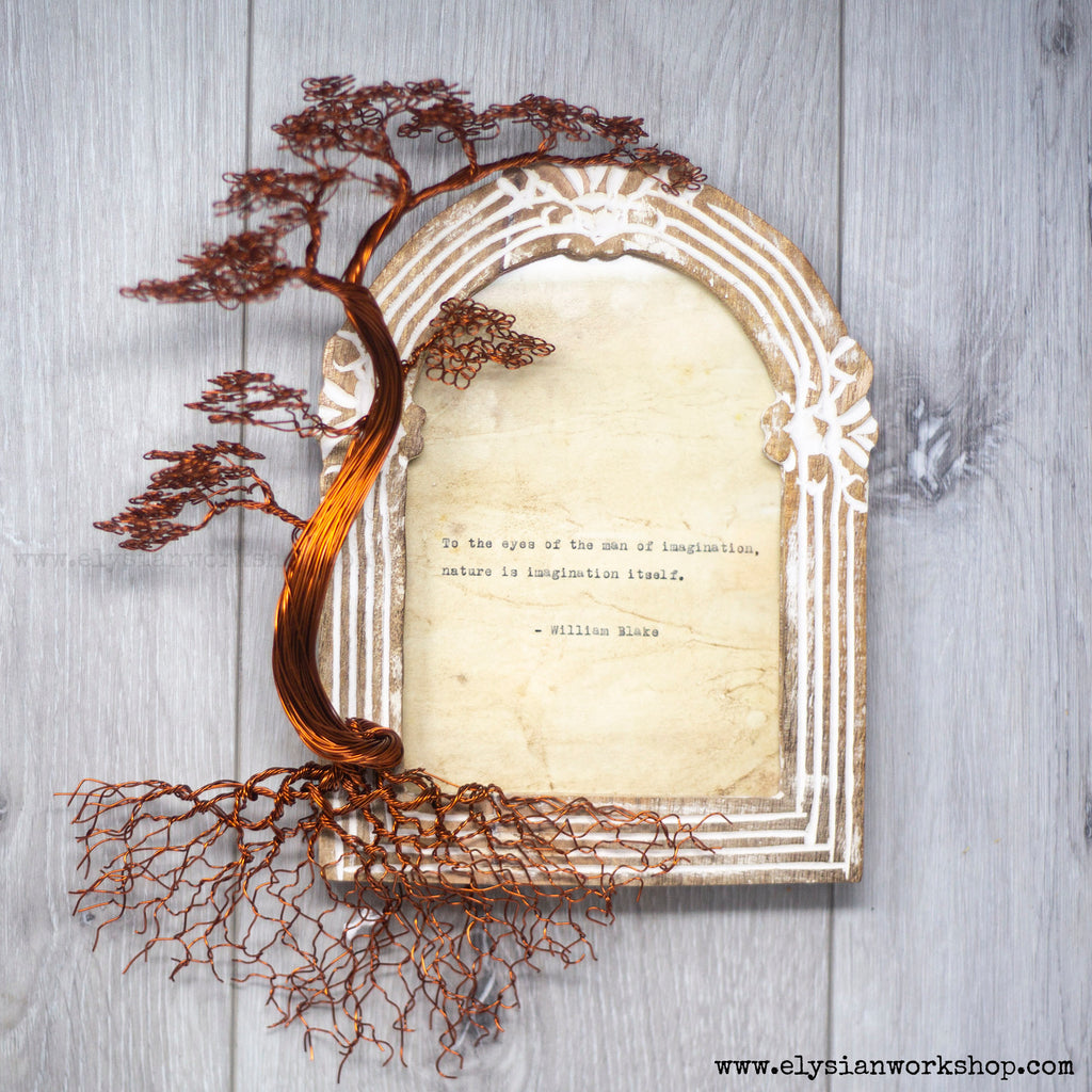 William Blake Imagination Nature Tree Quote Hand Typed and Aged Page in Frame.