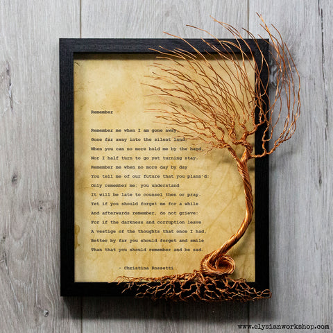 Remember by Christina Rossetti Bereavement Gift Hand Typed and Aged Page in Frame.