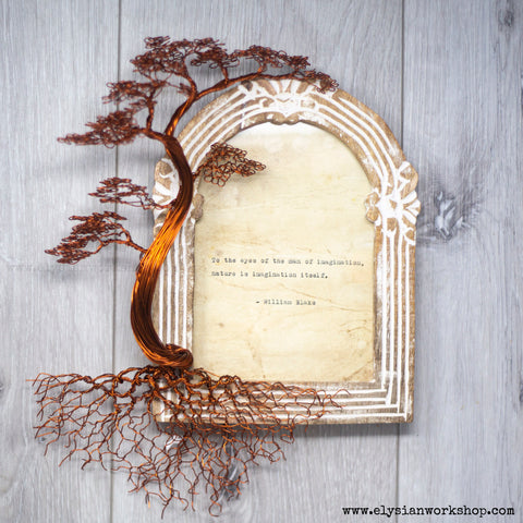 William Blake Imagination Nature Tree Quote Hand Typed and Aged Page in Frame