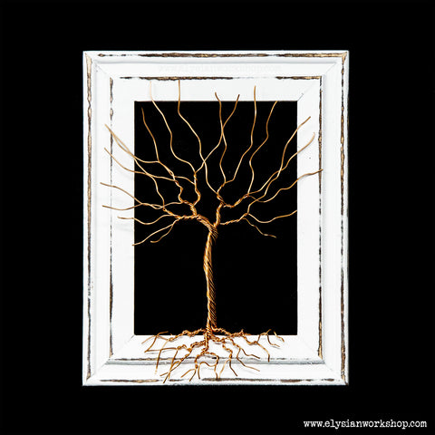 Copper Wire Tree in Wood Picture Frame
