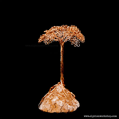 Mini Handmade Copper Wire Bonsai Tree Himalayan Rock Salt Crystal