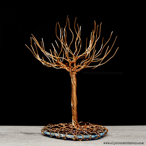 Copper Wire and Agate Crystal Jewelry Tree Sculpture