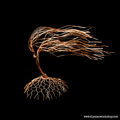 Medium Handmade Copper Wire Wind Swept Tree Sculpture