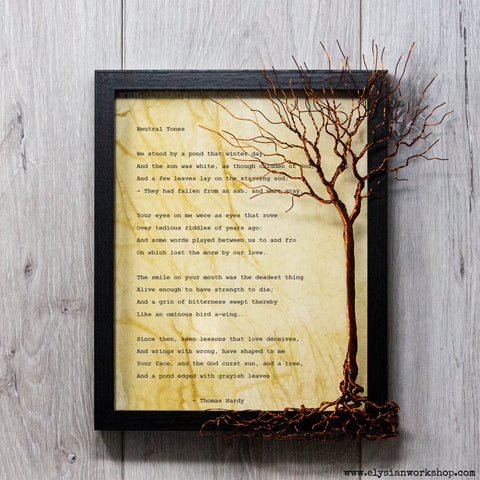 Neutral Tones By Thomas Hardy Hand Typed and Aged Page in Frame