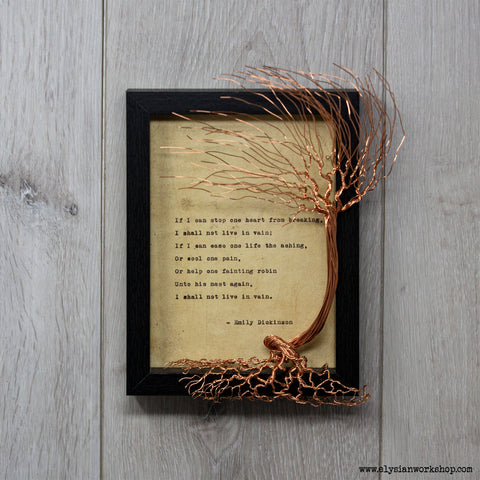 Emily Dickinson If I Can Stop One Heart From Breaking Hand Typed and Aged Page in Frame
