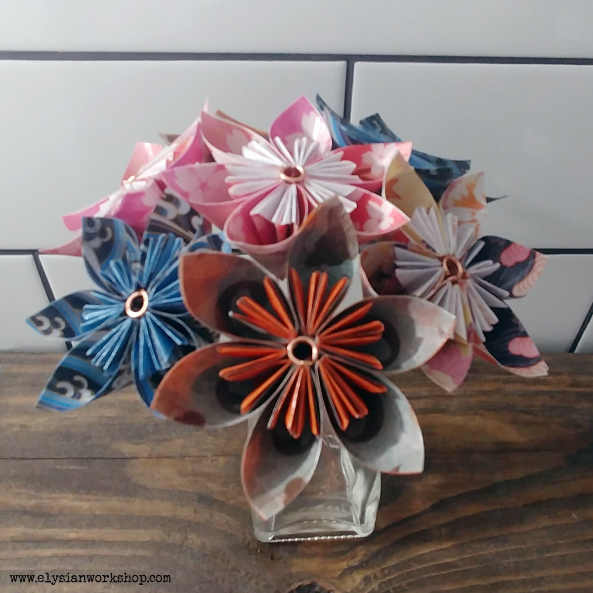Copper Wire Origami Flower in a Glass Vase – Elysian Workshop