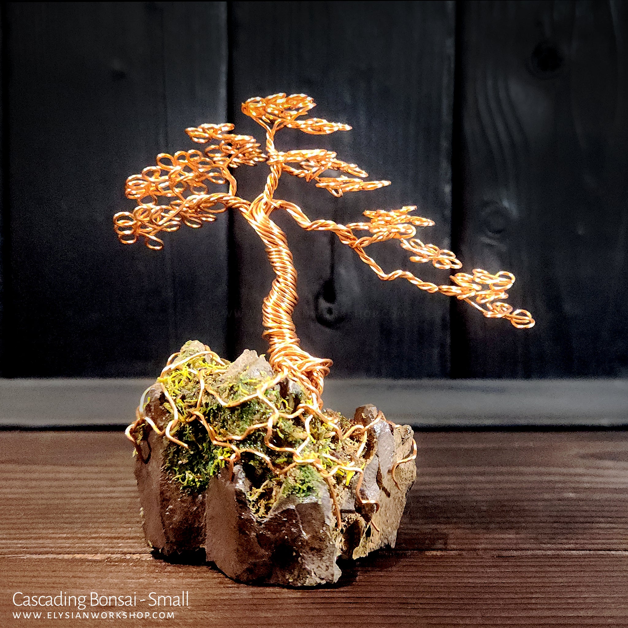 Cascading Bonsai Wire Tree Copper Wire Tree Bonsai on Stone  Sculpture Home Decor