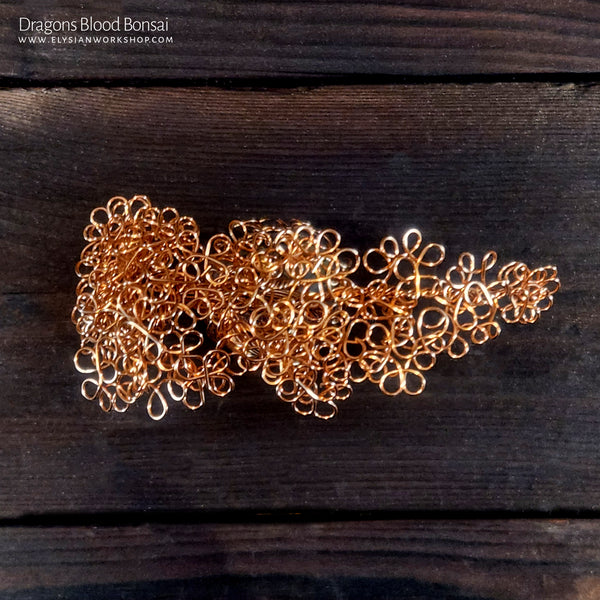 Copper Wire Bonsai Tree on Dragons Blood Sphere Crystal