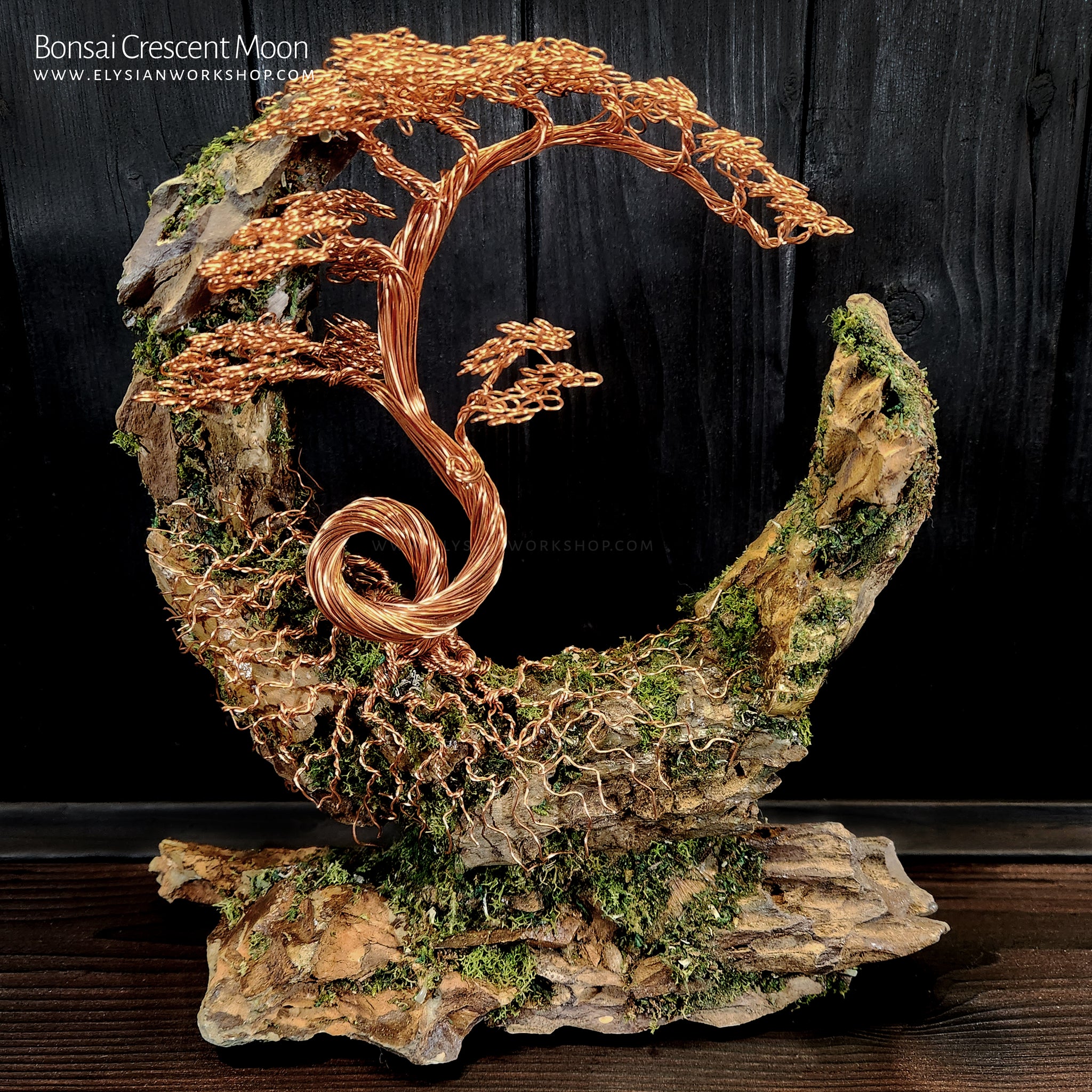 dragon bonsai tree Crescent Moon Copper Wire Bonsai Tree on Ohko Dragon Stone – Elysian Workshop