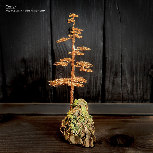 Cedar Tree Copper Wire Tree on Ohko Dragon Stone Sculpture