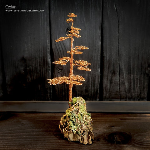 Cedar Tree Copper Wire Tree on Ohko Dragon Stone Sculpture