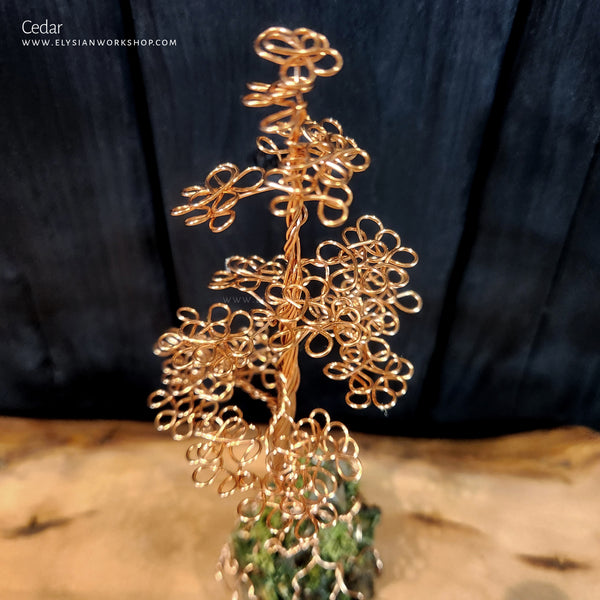 Cedar Tree Copper Wire Tree on Ohko Dragon Stone Sculpture