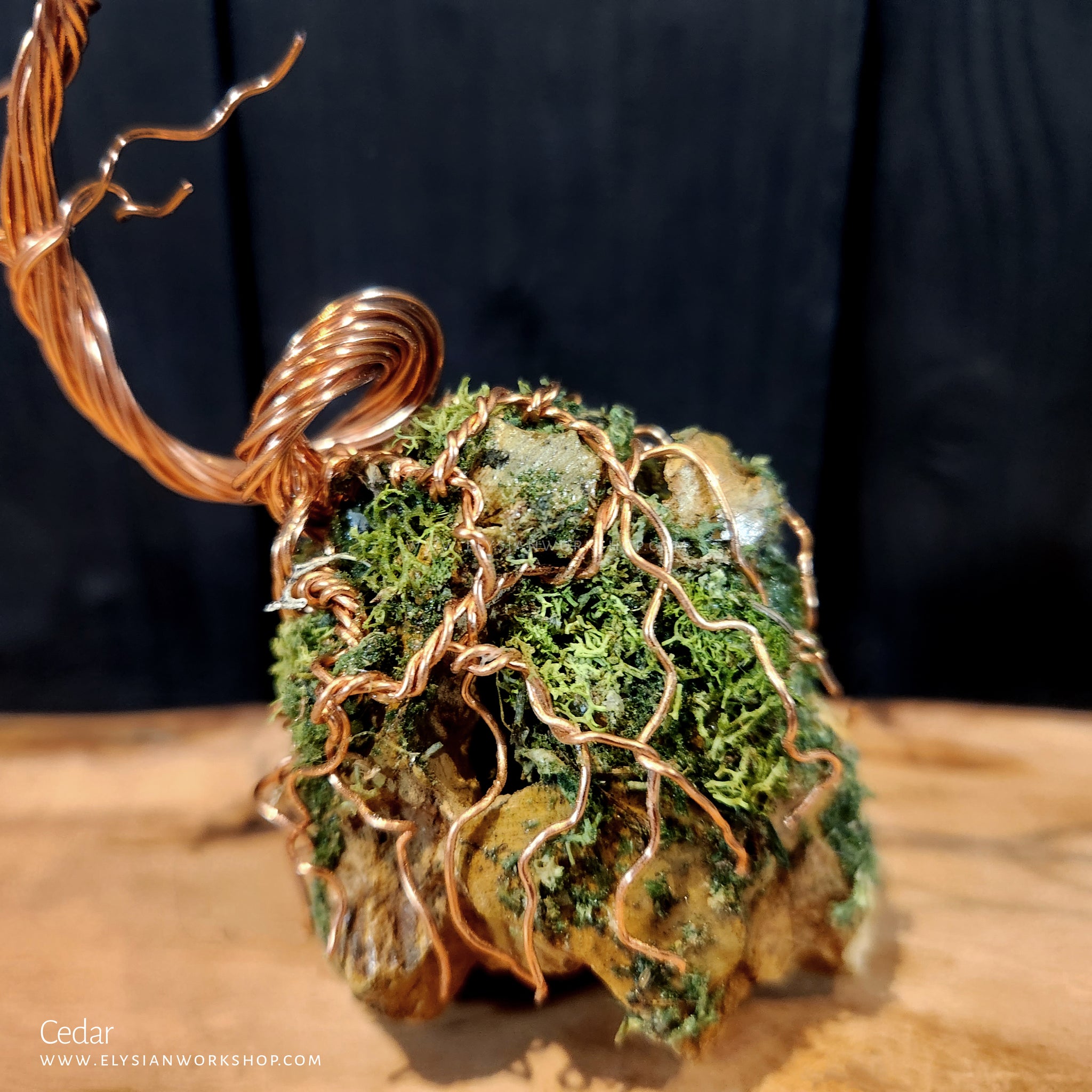 Cedar Tree Copper Wire Tree on Ohko Dragon Stone Sculpture