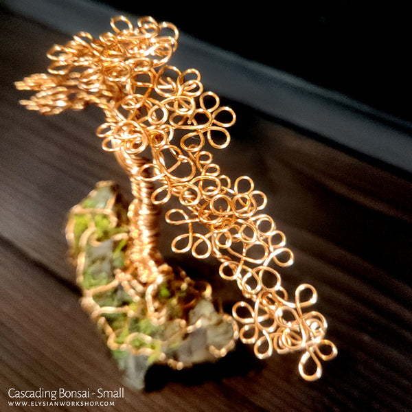 Cascading Bonsai Wire Tree Copper Wire Tree Bonsai on Stone  Sculpture Home Decor