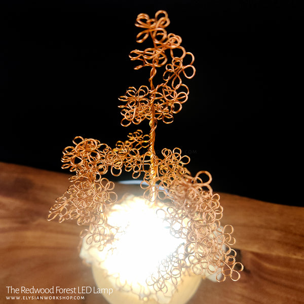 Redwood Forest LED Lamp Copper Selenite Wire Bonsai Tree Mood Light