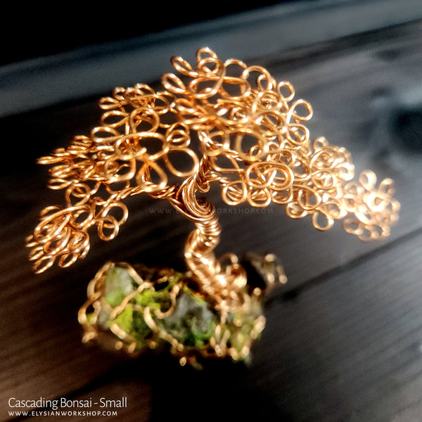 Cascading Bonsai Wire Tree Copper Wire Tree Bonsai on Stone  Sculpture Home Decor
