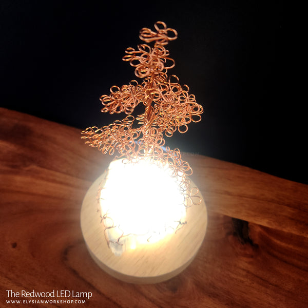 Redwood LED Lamp Copper Selenite Wire Bonsai Tree Mood Light