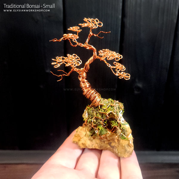 Traditional Bonsai Wire Tree Copper Wire Tree Bonsai on Stone  Sculpture Home Decor