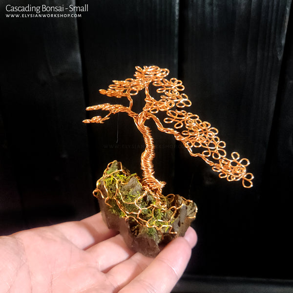 Cascading Bonsai Wire Tree Copper Wire Tree Bonsai on Stone  Sculpture Home Decor