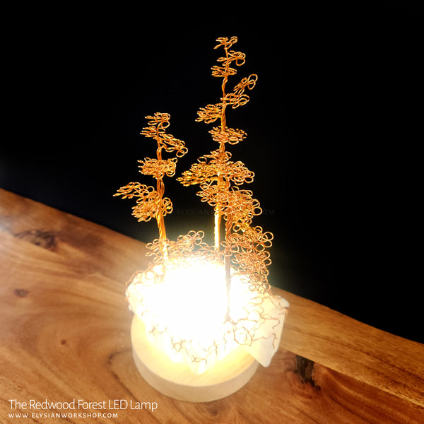 Redwood Forest LED Lamp Copper Selenite Wire Bonsai Tree Mood Light