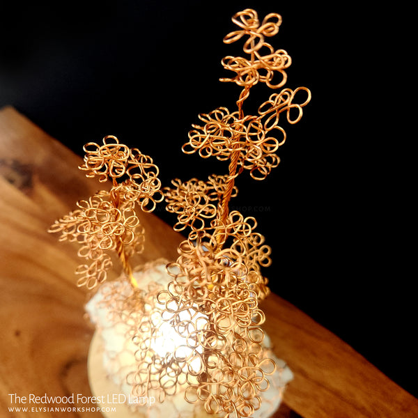 Redwood Forest LED Lamp Copper Selenite Wire Bonsai Tree Mood Light