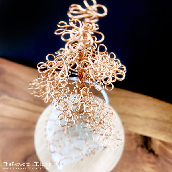 Redwood LED Lamp Copper Selenite Wire Bonsai Tree Mood Light