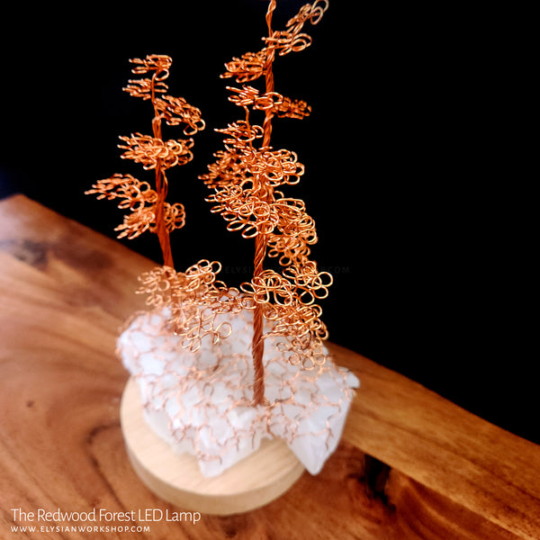 Redwood Forest LED Lamp Copper Selenite Wire Bonsai Tree Mood Light