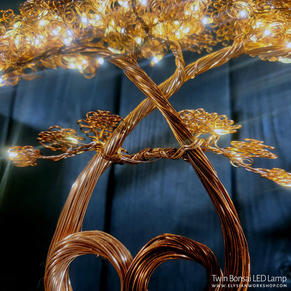 LED Night Light Lamp Bonsai Tree Copper Wire Tree Sculpture