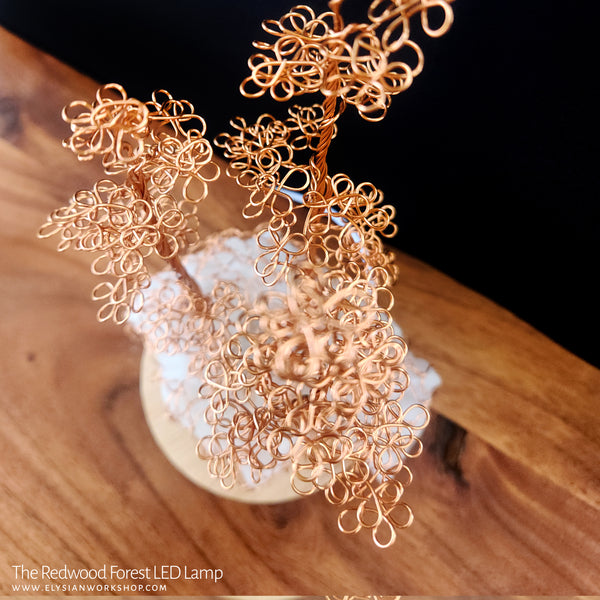 Redwood Forest LED Lamp Copper Selenite Wire Bonsai Tree Mood Light