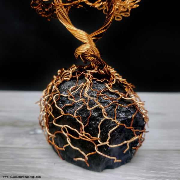 Friendship and Love Entwined Bonsai Tree Purple Agate Geode Crystal