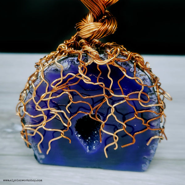 Friendship and Love Entwined Bonsai Tree Purple Agate Geode Crystal