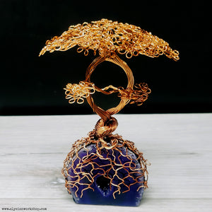 Friendship and Love Entwined Bonsai Tree Purple Agate Geode Crystal