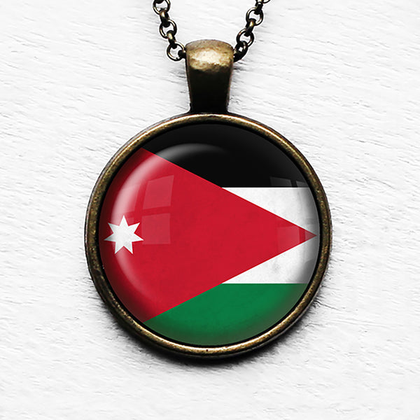 Kingdom of Jordan Jordanian Flag Pendant & Necklace