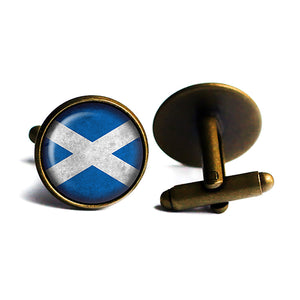 Scotland Scottish Flag Antique Bronze Cufflinks