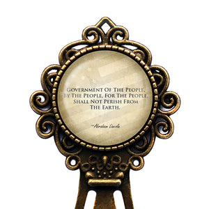 Abraham Lincoln Government of by and for The People Gettysburg Address Bronze Bookmark