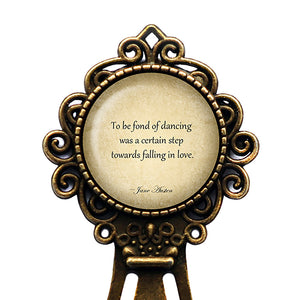 Jane Austen Fond of Dancing Falling in Love from Pride and Prejudice Bronze Bookmark