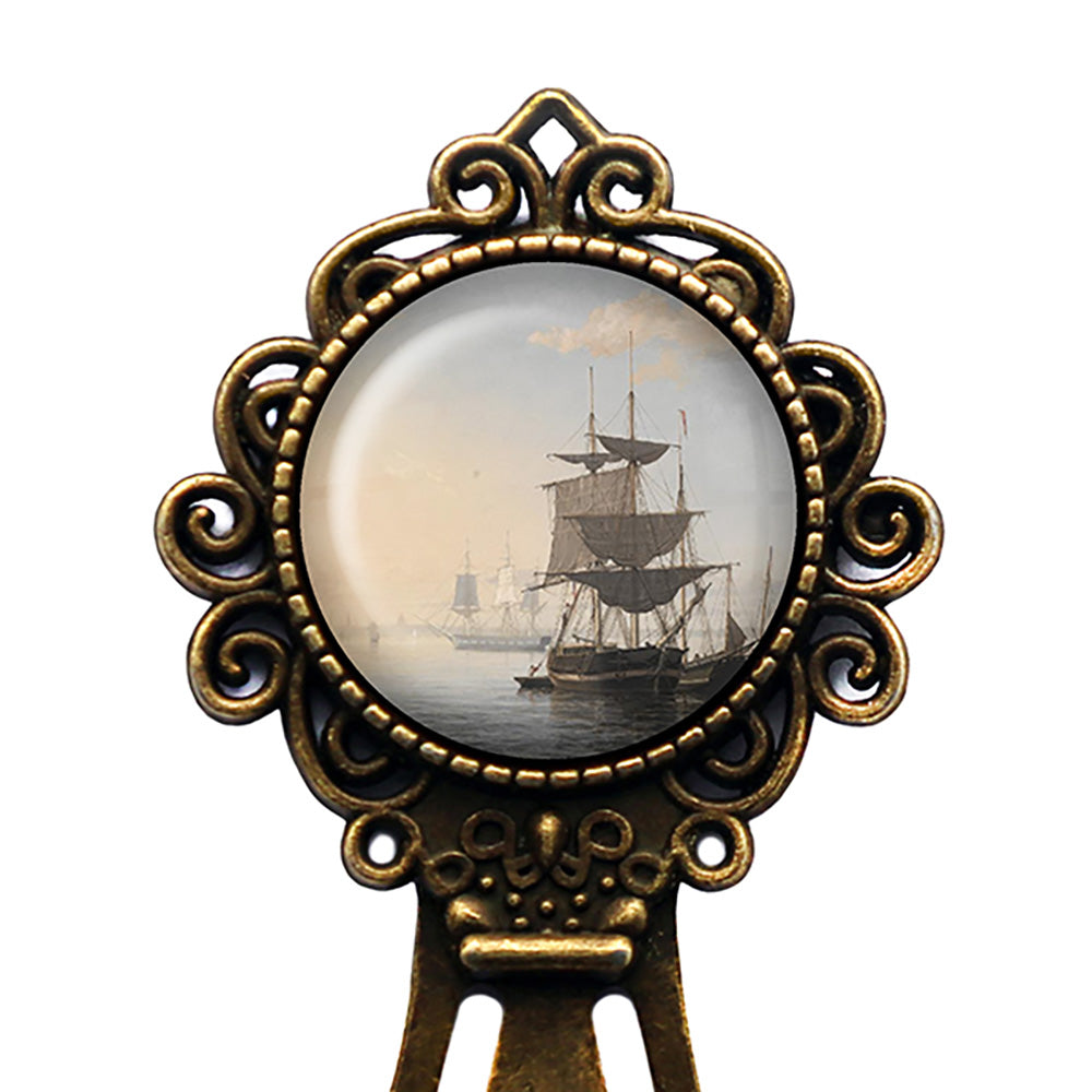 Fitz Henry Lane Harbor of Boston 1846 Classic Artwork Bronze Bookmark