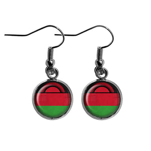 Republic of Malawi Malawian Flag Surgical Steel Earrings