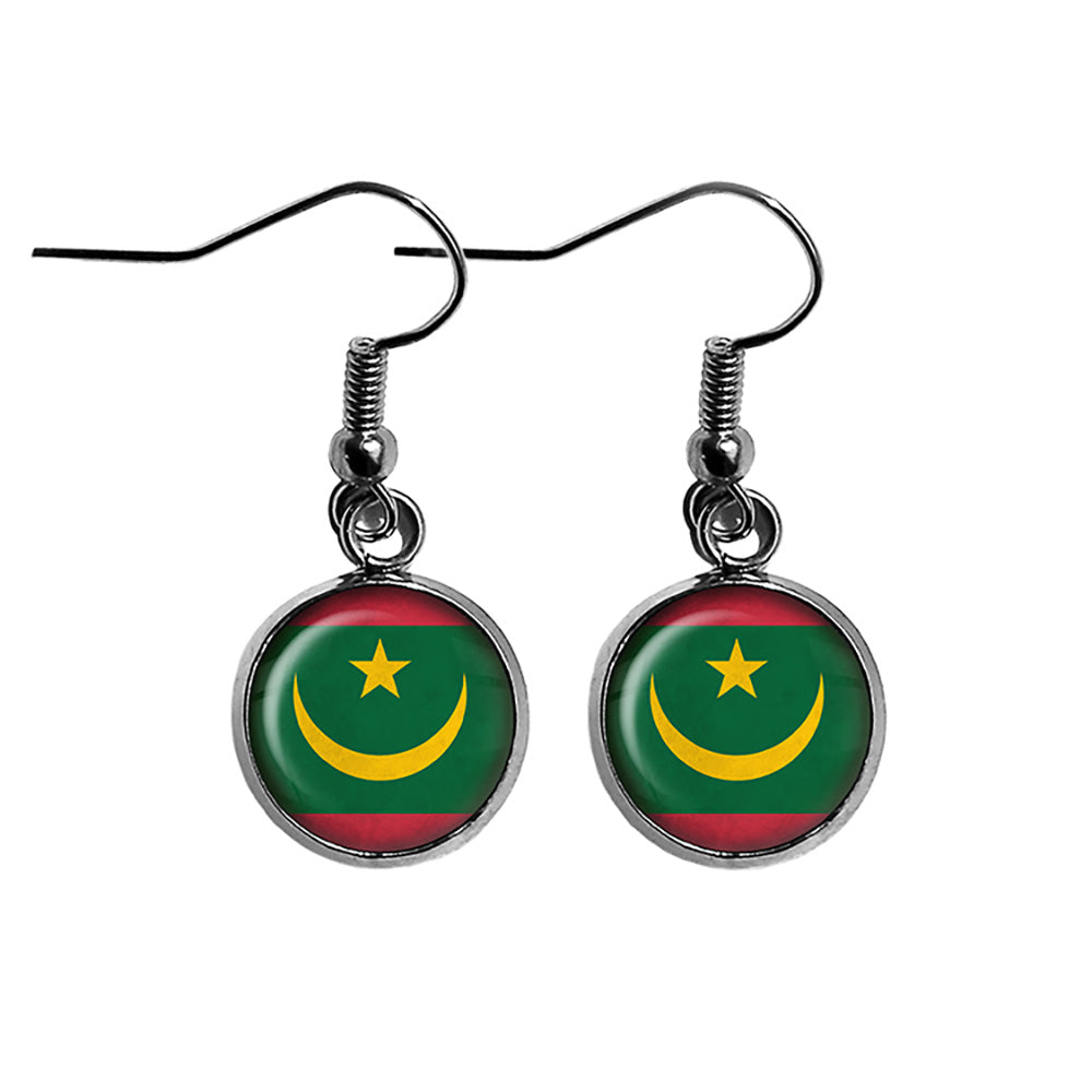 Republic of Mauritania Mauritanian Flag Surgical Steel Earrings
