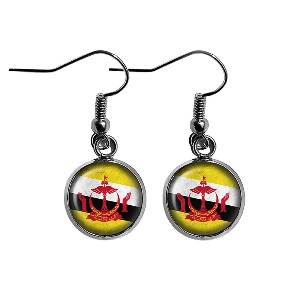 Nation of Brunei Bruneian Flag Surgical Steel Earrings