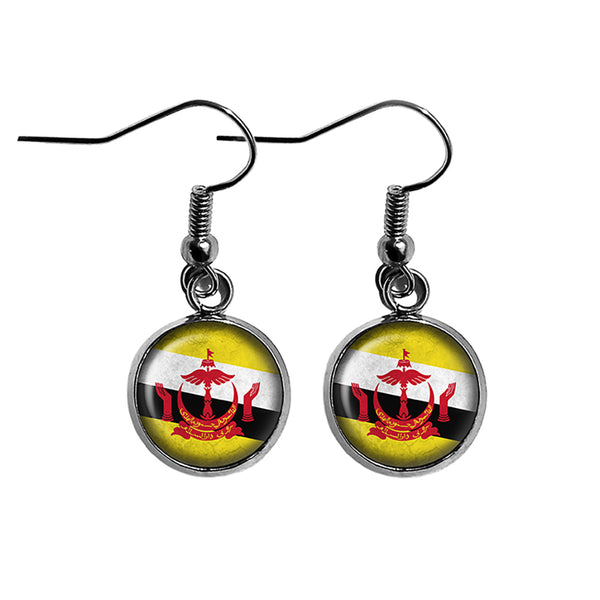 Nation of Brunei Bruneian Flag Surgical Steel Earrings
