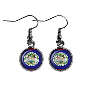 Belize Belizean Flag Surgical Steel Earrings