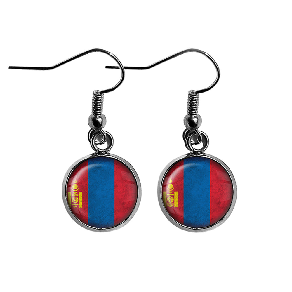 Mongolia Mongolian Flag Surgical Steel Earrings