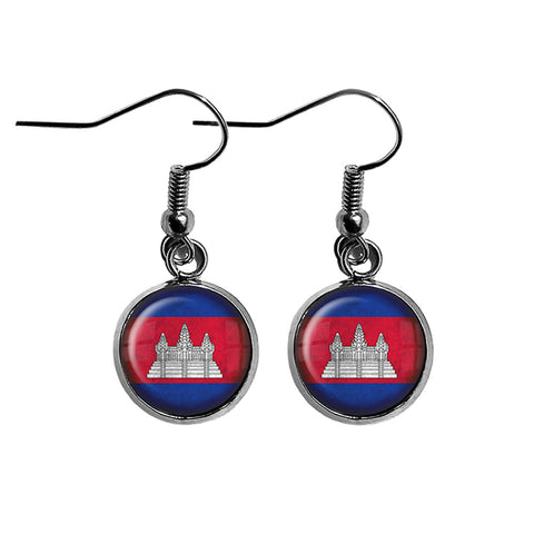 Kingdom of Cambodia Flag Surgical Steel Earrings