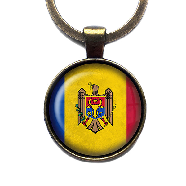 Republic of Moldova Moldovan Flag Antique Bronze Keychain