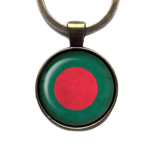 Bangladesh Bangladeshi Flag Antique Bronze Keychain