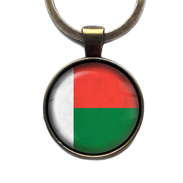 Republic of Madagascar Malagasy Flag Antique Bronze Keychain