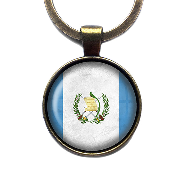 Republic of Guatemala Guatemalan Flag Antique Bronze Keychain