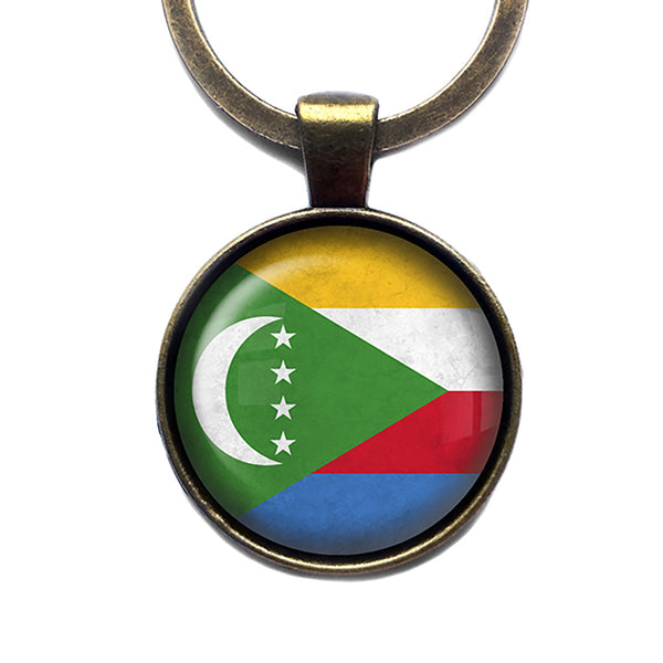 Union of the Comoros Comorian Flag Antique Bronze Keychain