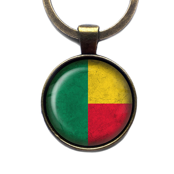 Republic of Benin Beninese Flag Antique Bronze Keychain